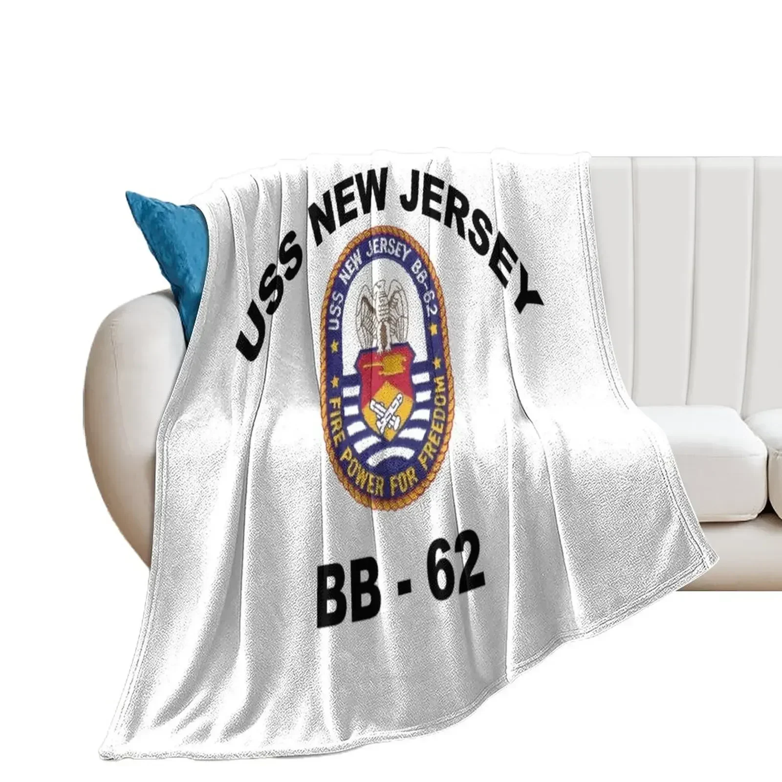 

USS New Jersey (BB-62) Crest Throw Blanket Winter beds Picnic Blankets