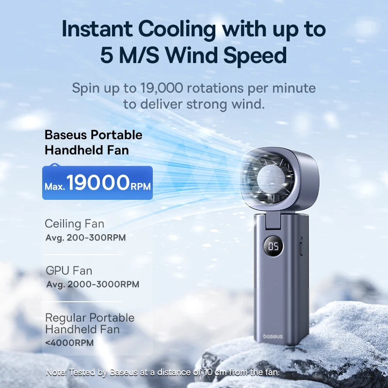 Baseus Portable Handheld Fan High-Speed Foldable Mini Fan 5 Speed Adjustable with 4000mAh Rechargeable Fan for Home&Outdoor&Car