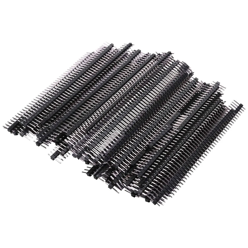 200Pcs Male Header Pins, Straight Single Row 40 Pin 0.1 Inch (2.54Mm) Male Pin Header Connector Pcb Board Pin Electronic