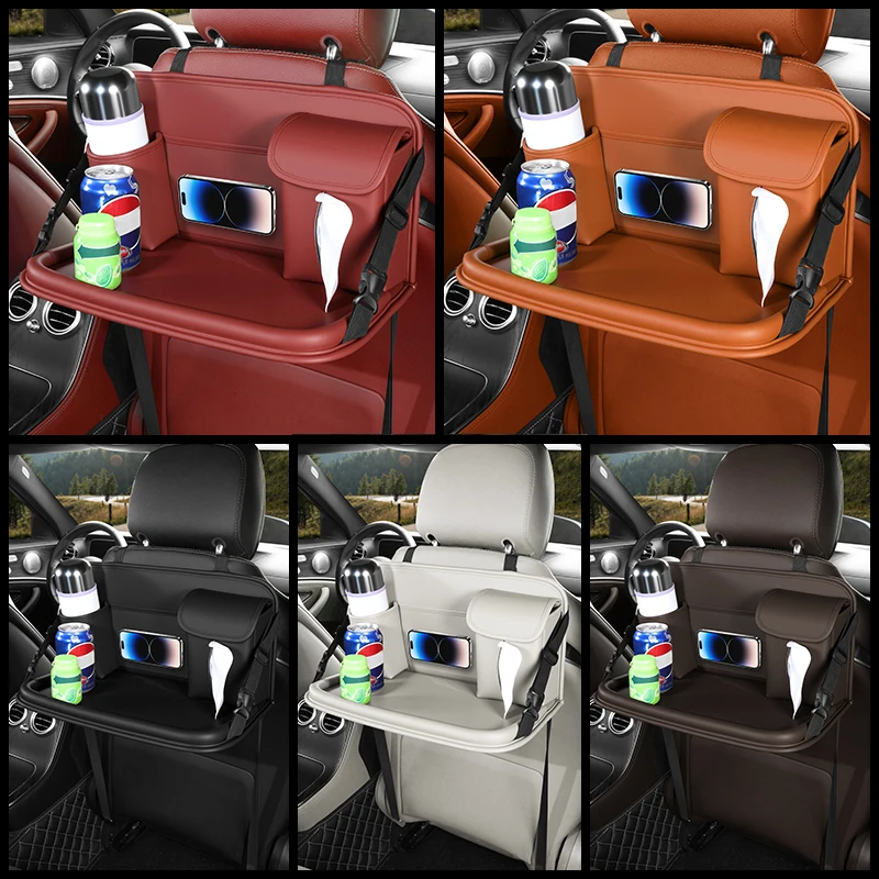 

Car Seat Back Storage Organizer Bag PU Leather Auto Multifunction Storage Box Stowing Tidying Pocket Universal Folding Desktop ﻿