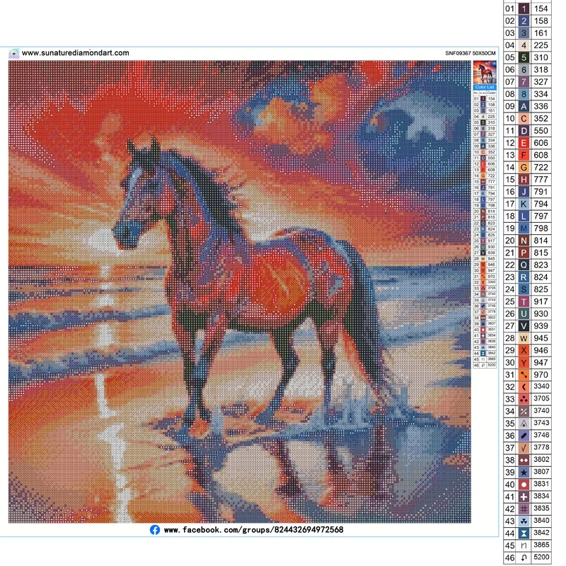 Sunature Diamond Painting Art Full Square Round Drills Beach Horse Diamond Painting Kit