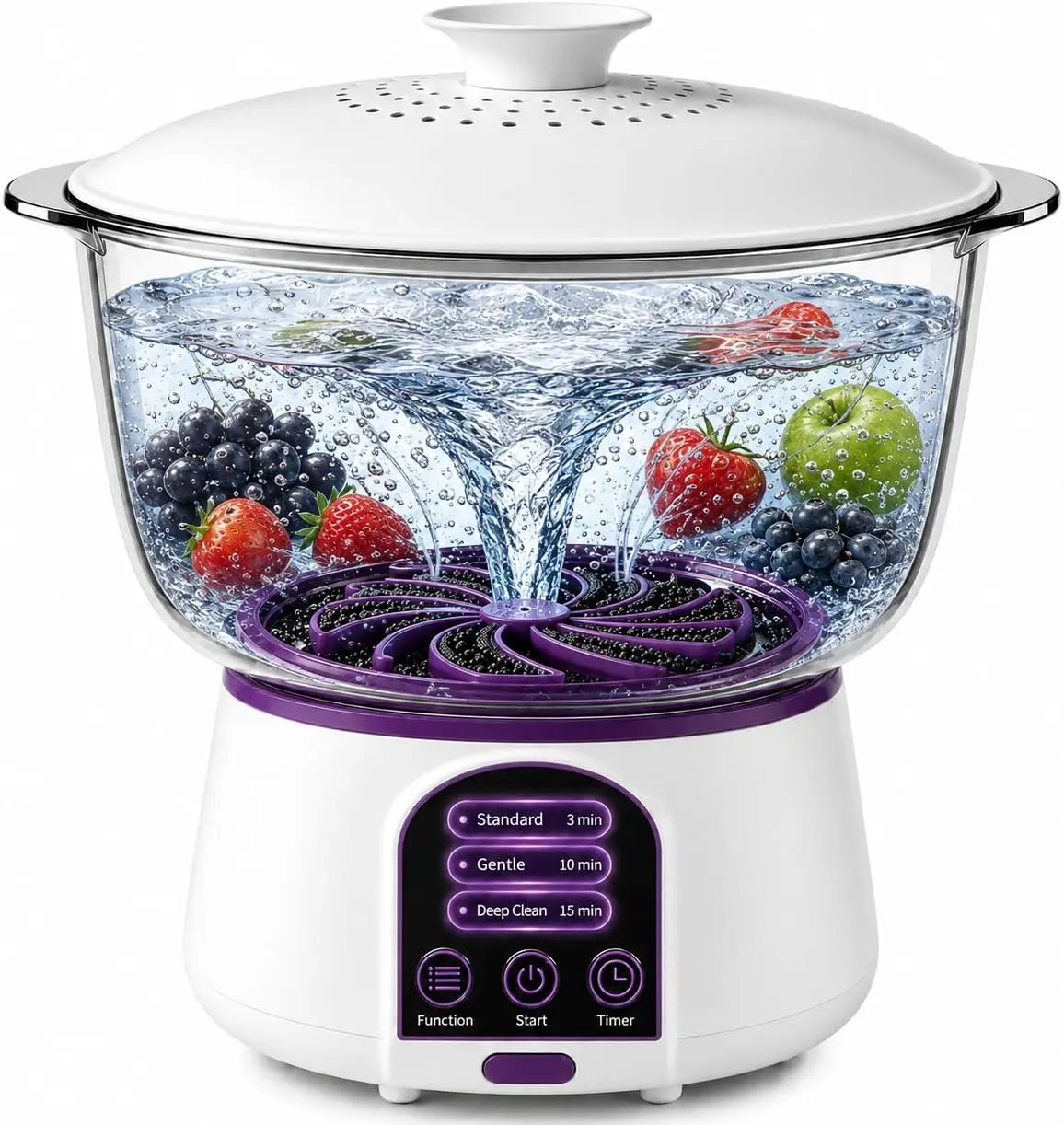 Electric Fruit Washer, Vegetable Cleaner, Produce Washer, 3.8L Purple