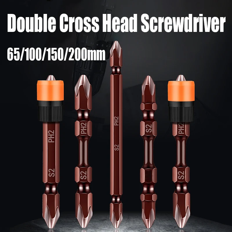 1/10PC 65/100/150/200mm Double Cross Head Screwdriver Bit Magnetic Double Phillips Electric Screwdriver Bit For Impact Driver