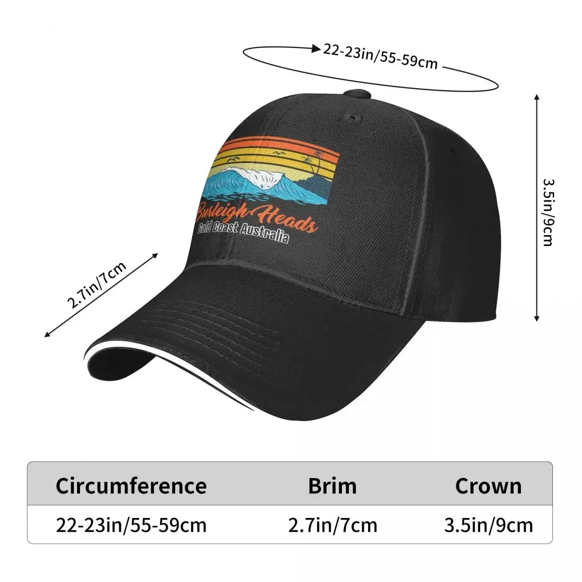 Gorra de béisbol de burleen Heads Gold Coast Australia, las mejores playas del planeta, ubicada en Queensland