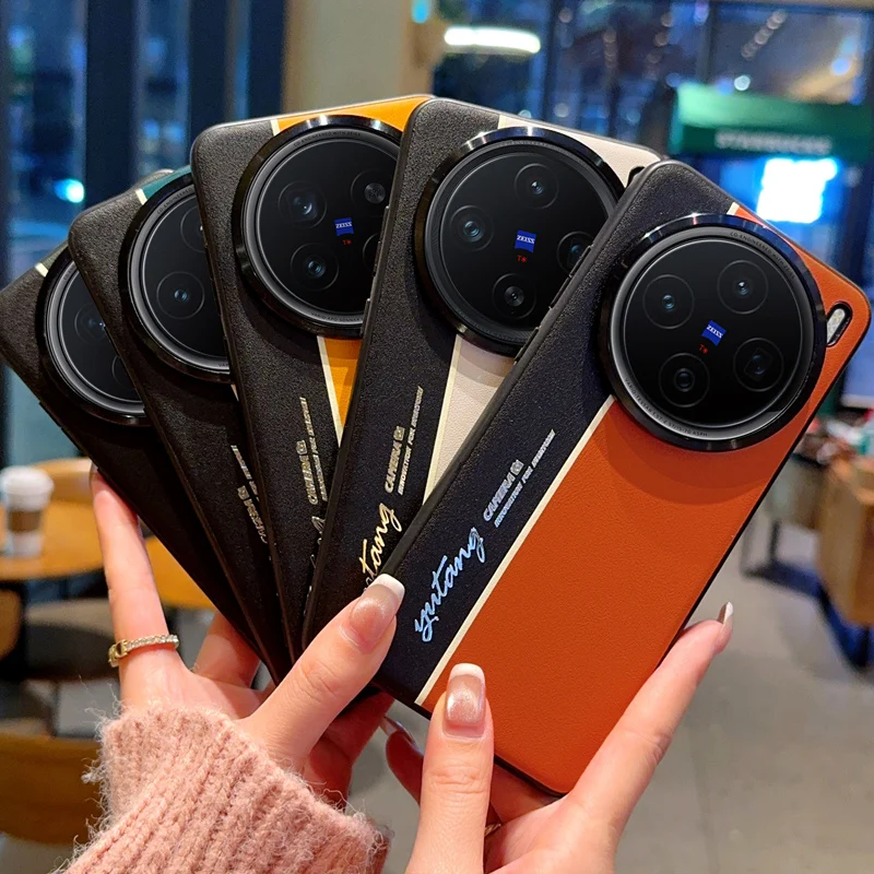 Para vivo x100 x100s x100s pro x100 pro couro galvanizado fluorescente cor-bloco anti-impressão digital anti-queda caso de telefone