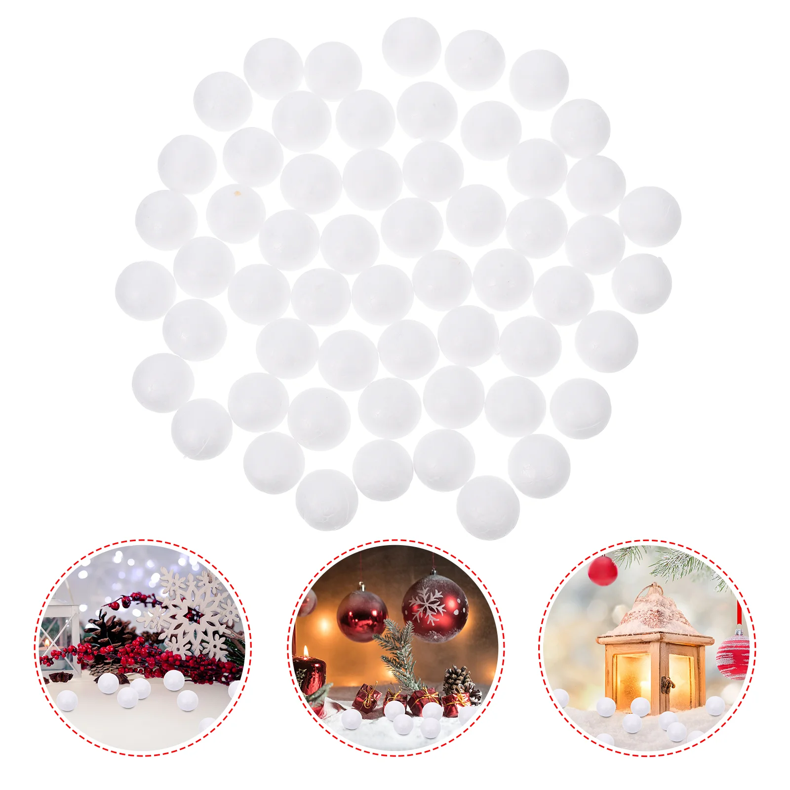 200 Pcs Round Square Child Foam Ball Gold Decor Poly Spheres Balls Size White 6cm