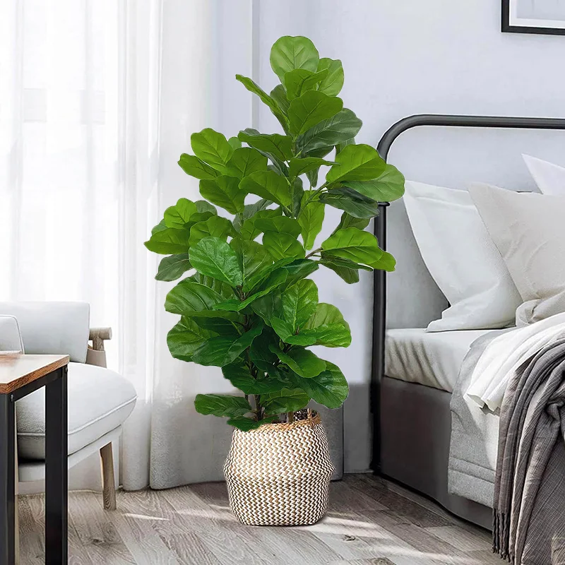 23-41in Artificial Ficus Tree Fake Plants Tropical Plastic Palm Tree Real Touch Banyan Leafs Home Shop Office Garden Decor