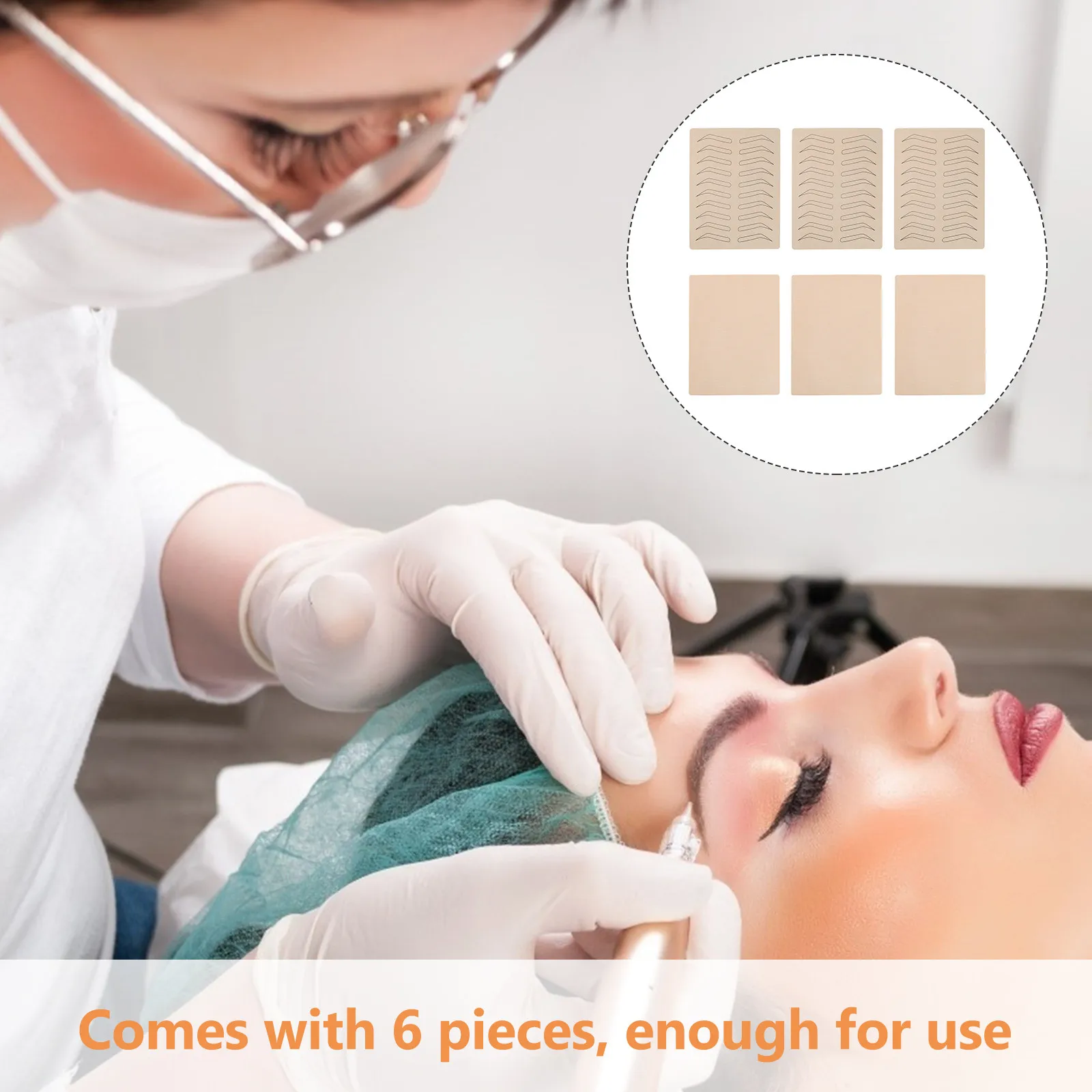 

6Pcs Eyebrow Practice Skin for Microblading and Tattooing No Ink Skin Sheet Reusable Realistic Feel Salon