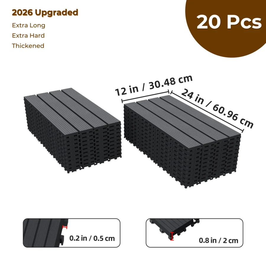 24' X 12' Large-Format Interlocking Plastic Floor Tiles | 50% Faster Installation | Easy Snap-Together Assembly | PP Material |
