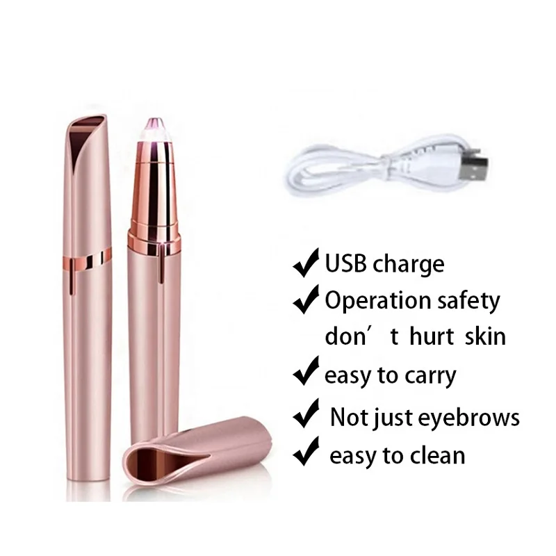 1 Pc Electric Eyebrow Trimmer Instant & Painless Eye Brow Hair Remover Razor for Women Facial Hair Removal Tool USB Rechargeable