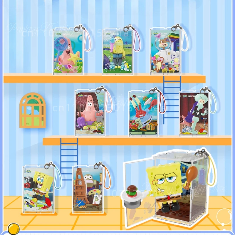 Neue AREAX SpongeBob Bausteine Ornamente Anhänger Bikini Bottom's One Day Montage Box Baustein Spielzeug kinder Geschenk