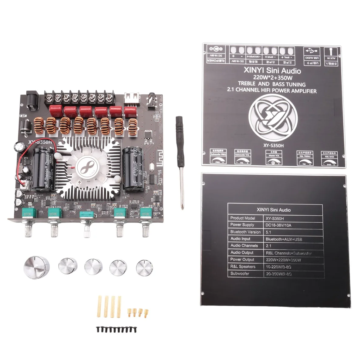 

HOT 2.1-Channel TPA3251 Bluetooth Digital Amplifier Module High and Low Tone Subwoofer,220Wx2+350W Amplifier Board XY-S350H