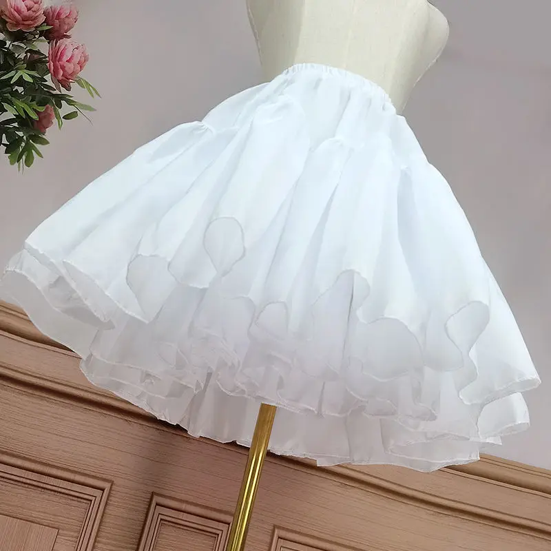 45/50CM White Lolita Skirt Support Daily Cosplay Underskirt Soft Yarn Boneless Petticoat Crinoline Women A-line Puffy Tutu Skirt