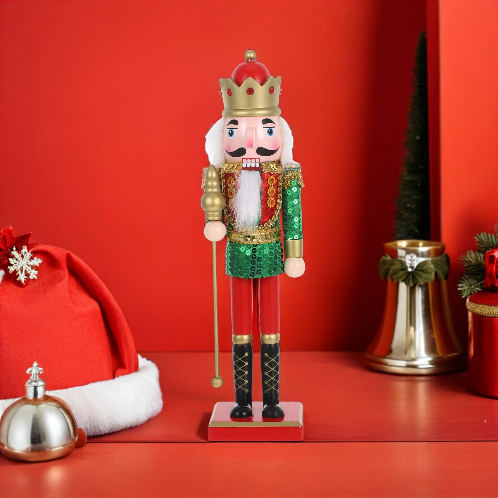 

Vibrant Wooden Nutcracker 38cm Festive Decor Craftsmanship Perfect Holiday Ornament Small Nutcracker Soldiers