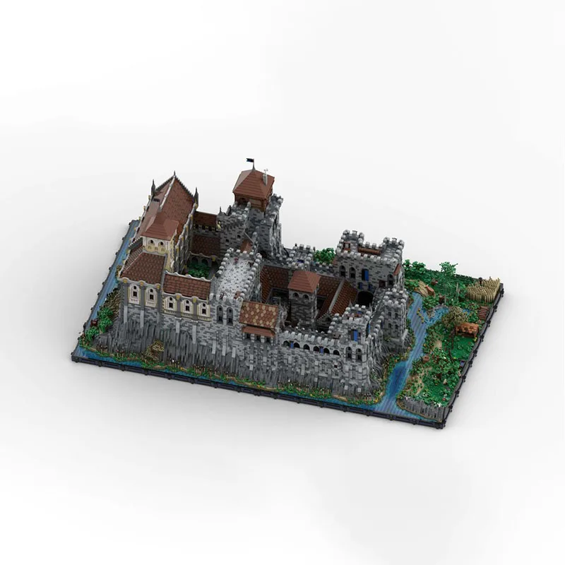 Moc Model architektury Cegła Średniowieczny zamek Technologia Modułowe klocki Prezent Zabawki świąteczne Zestaw DIY Montaż