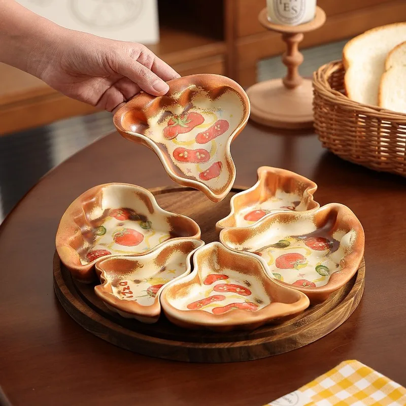 Pizza  ceramic grid household living room coffee table dried fruit  nut snack platter candy  furniture mover