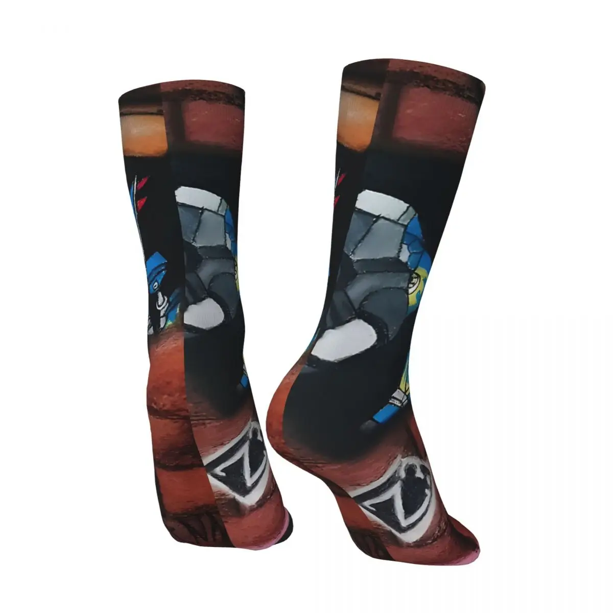 Retro We Dig Giant Robots! Graffiti Wall Men's compression Socks Unisex Harajuku Pattern Printed Novelty Crew Sock