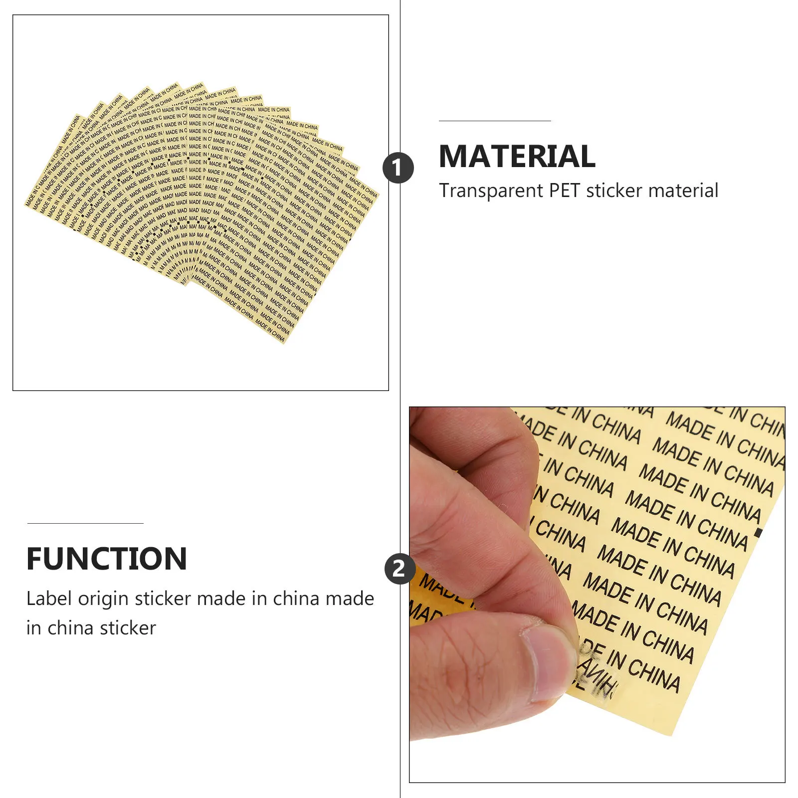 

4000Pcs Waterproof Transparent China Stickers Black Text Self Adhesive Labels for Packaging Retail Origin Country