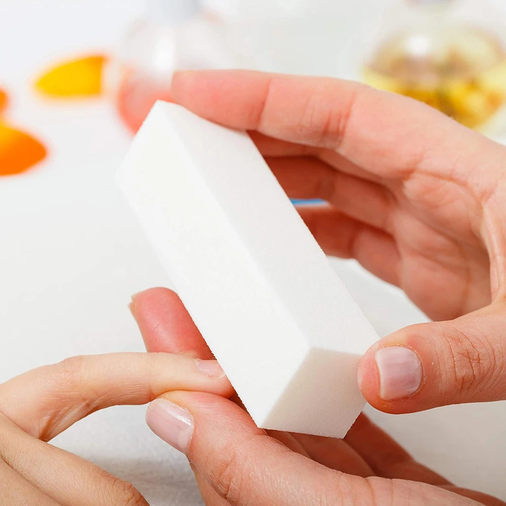 10 Stuks Vierkante Nagelvijl Buffer 100 Grit Schuren Polish Bestand Blok Nail Buffer Blok Bestanden Witte Spons Pedicure Manicure producten