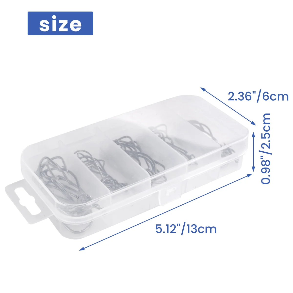 NN89R 51개 낚시 바늘 고탄소강 웜 센코 미끼 지그 낚시 바늘 플라스틱 상자 포함