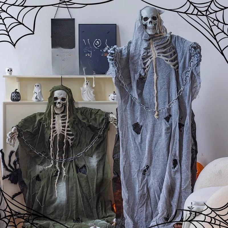 

Amusement park Halloween event scene arrangement dress up props luminous large skeleton ghost ornament atmosphere pendant