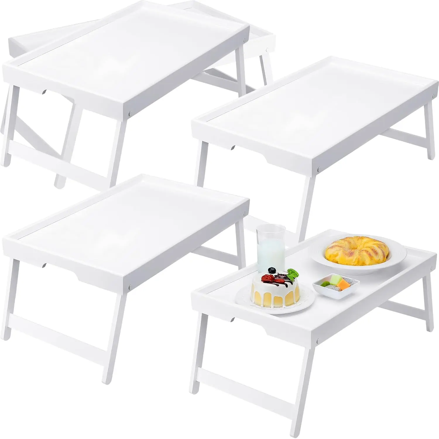 

Soaoo Bamboo Bed Tray Table With Folding Legs Breakfast In Bed Tray Serving Food Trays For Eating On Sofa Laptops Sleepover
