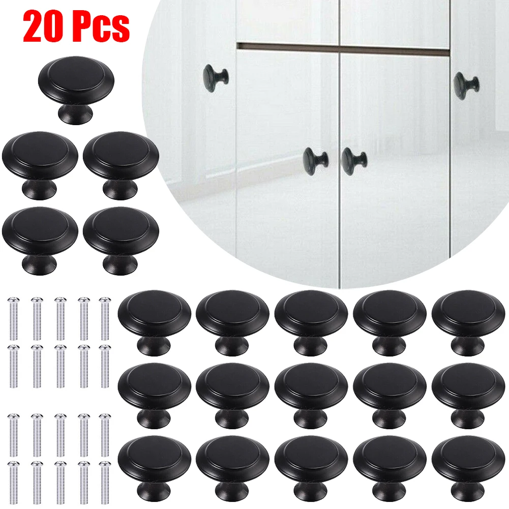20pcs Cabinet Handles Set Stainless Steel Kitchen Bathroom Door Knobs Kit Cupboard Drawer Furniture Hardware Accessories