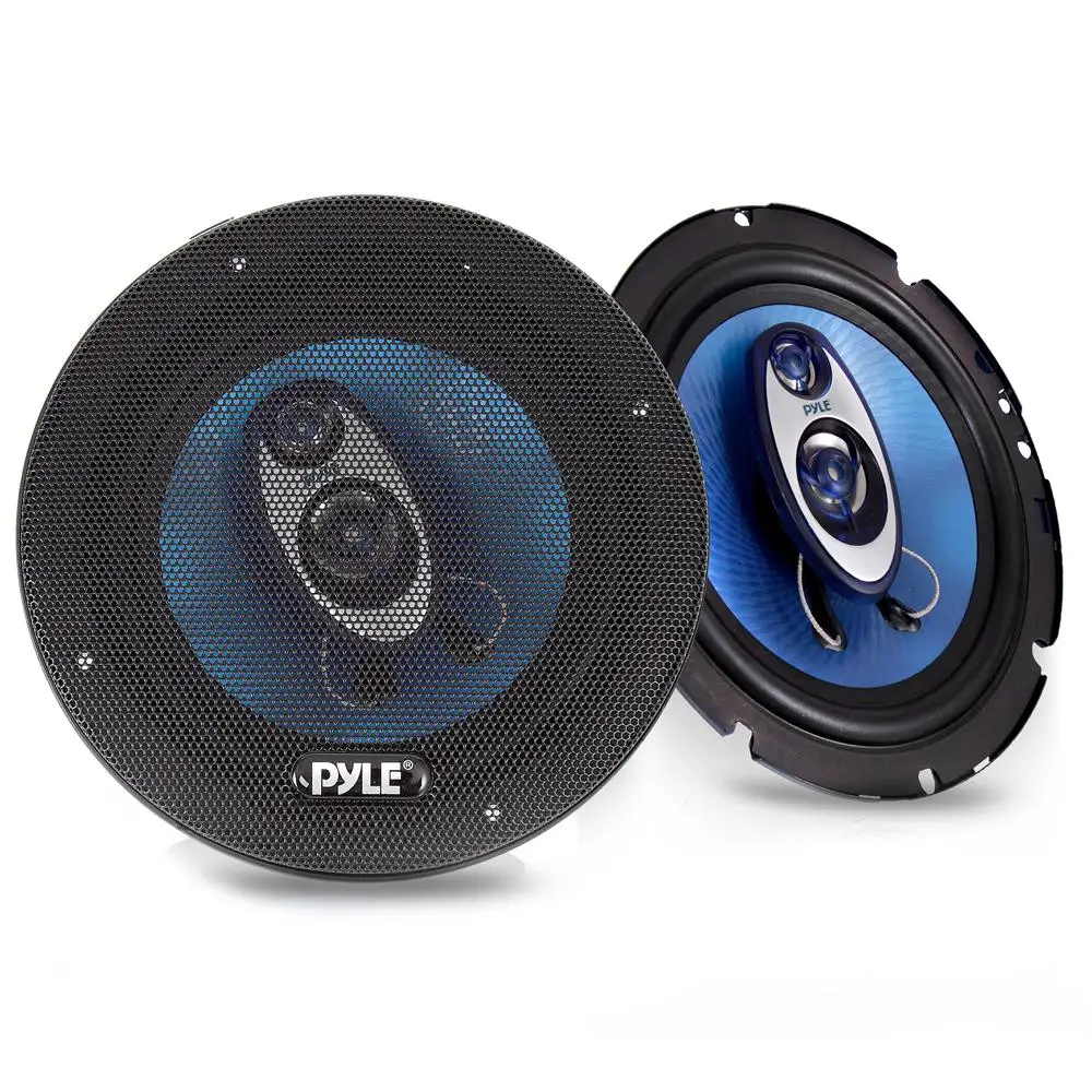 Pyle 6.5" 3-Way Car Speaker System, 180W RMS/360W Max Full-Range Triaxial Audio with Piezo Tweeter – PL63BL (Blue)