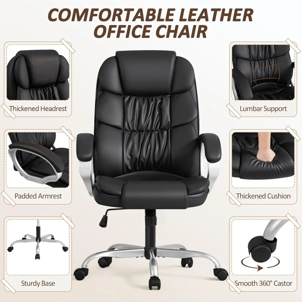 Office Chair High Back Computer  Chair, Adjustable Height Modern Executive Swivel Task Chair with Padded Armrests