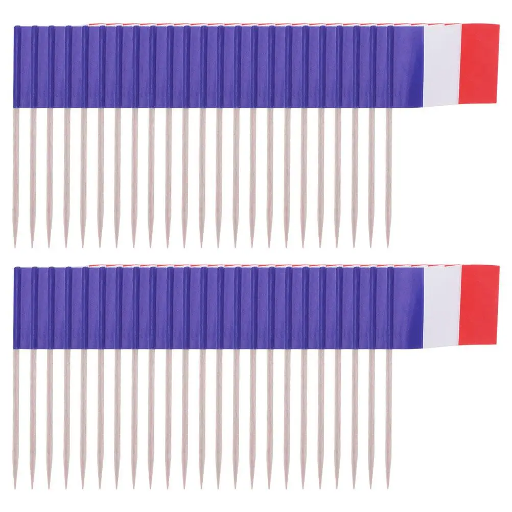 200 Stück Französische Flaggen-Stecker in Leuchtenden Farben Kuchendekoration Frankreich-Flagge Cupcake-Stecker Mini-Zahnstocher Länderflaggen – Detail 5