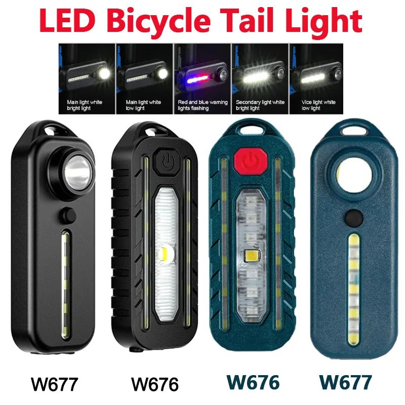 LED Bicycle Tail Light Red and Blue Shoulder Police Light USB Rechargeable Patrol Safety Warning Lamp Flashlight with Pen Clip