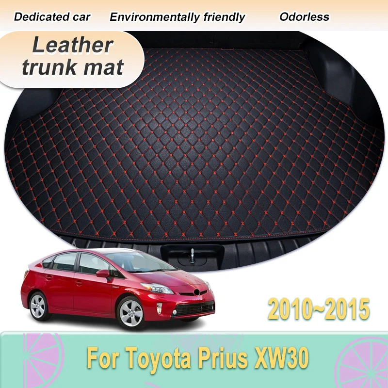 Leather Car Trunk Mats For Toyota Prius 2010~2015 XW30 Anti Dirty Storage Liner Rug Boots Liner Pad Easy Clean Auto Accessories