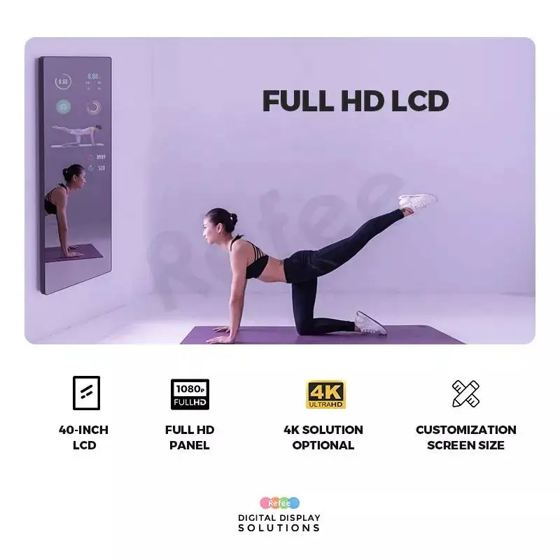 Smart Home Exercise Mirror Android/Window Smart Fitness Mirror AI Artificial Intelligence Smart Gym Yoga Dance Exercise Mirror