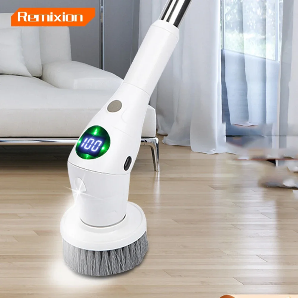 Multifunctional Electric Cleaning Brush  Bathroom Kitchen Brush Cleaning  With LED NightLight Rotatable Household Brush 8-in-1