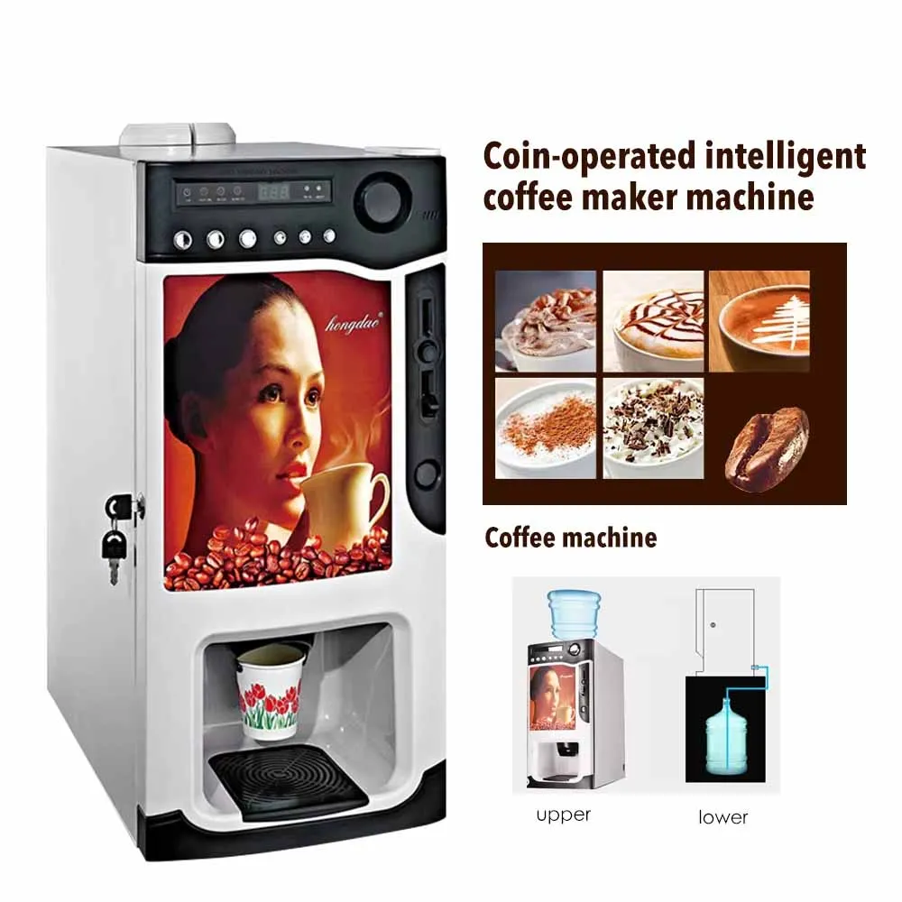 3 Canisters 1600ml*3 Vending Coffee Machine Automatic Drip Coffee Making Machine 820w Commercial Coin Coffee Machine