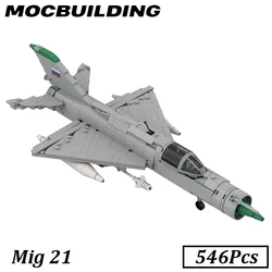 Mig 21 Plane Aircraft Model MOC Building Blocks Brick Airplane Military Display Toys Gift Birthday