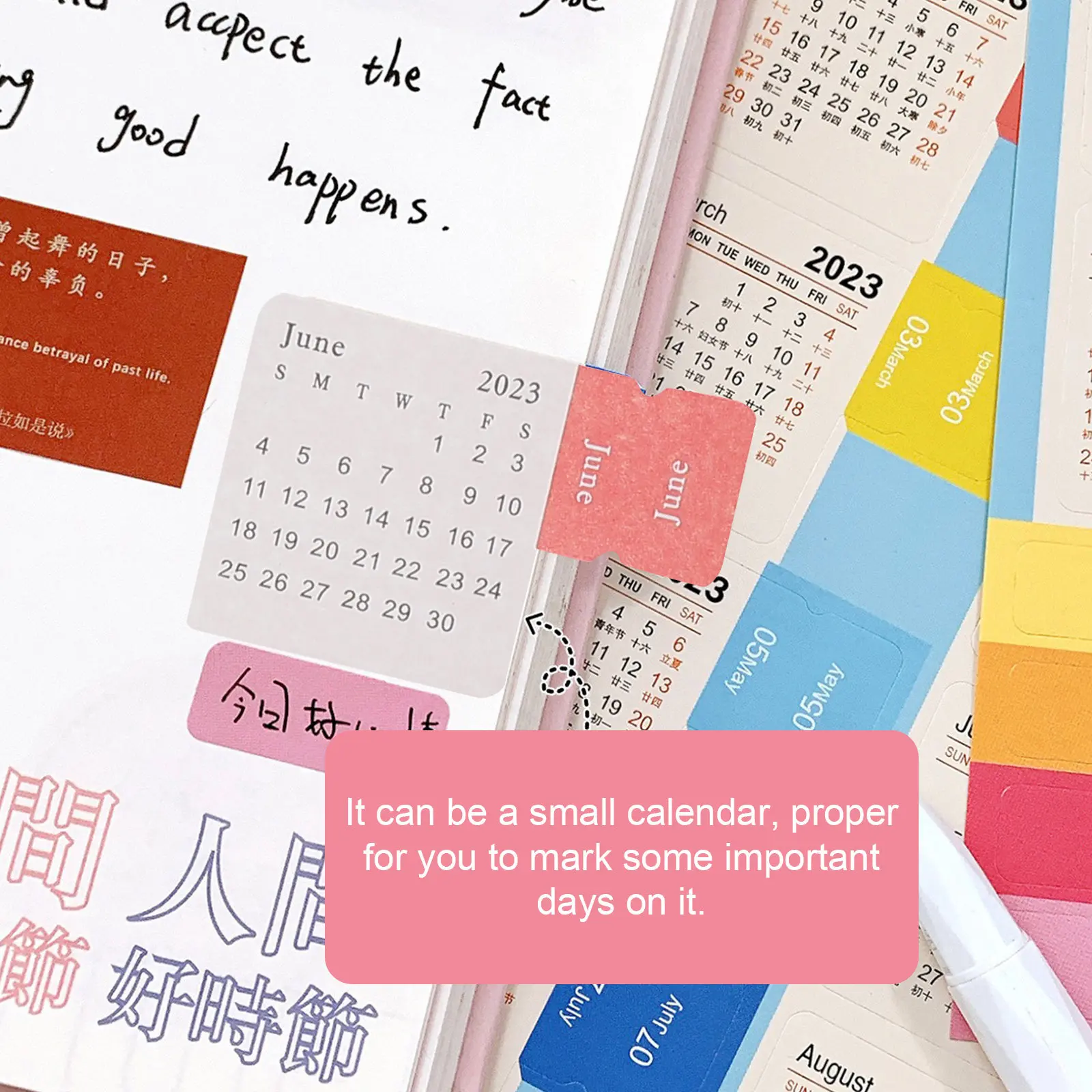 10 Sheets Monthly Index Tabs Calendar Stickers Bright -Adhesive Planner Book Tabs DIY Multi-Functional Office School