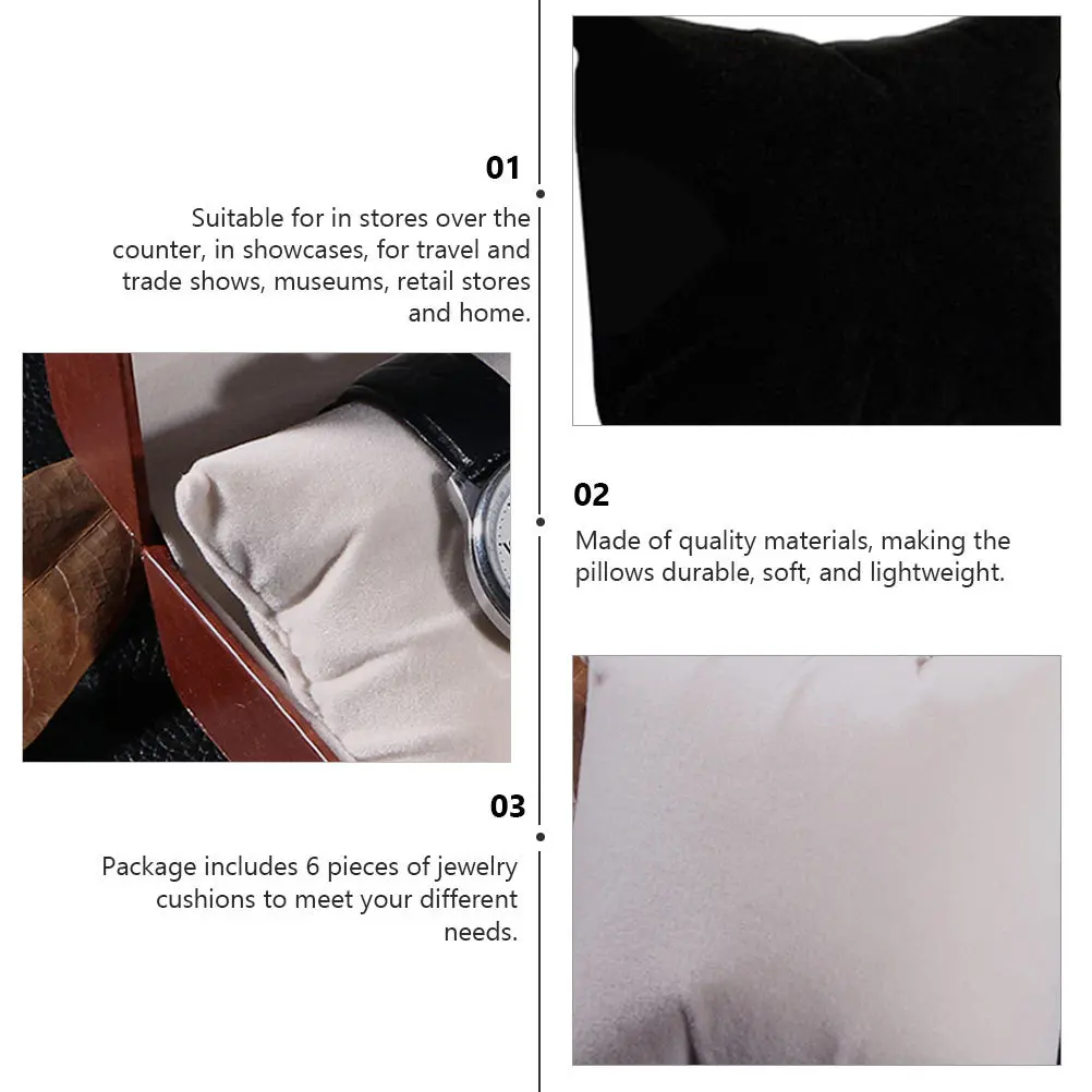 

6Pcs Jewelry Display Pillows Lightweight Soft Cushions Ideal for Watch Bracelet Bangle Chain Display Storage Holding