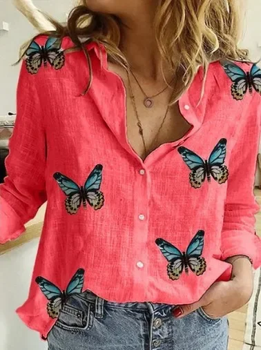 Vintage Cotton Linen Casual Tops Tees Spring Autumn Y2k Tshirt Woman Clothing Fashion T-Shirt Clothes Streetwear T Shirts Women