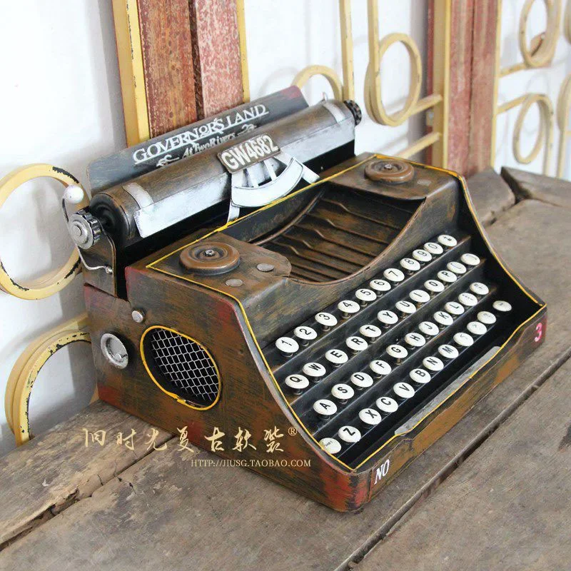 

Hand Made Metal Handicrafts Crafts Retro Vintage Antique Typewriter Model Prop Gift Home Decoration Souvenir 2 Size