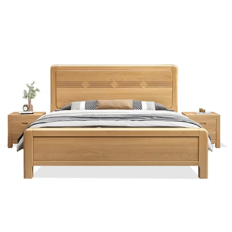 

New Chinese style all solid wood beech bed 1.8 meters master bedroom double bed Nordic 1.5/1 home bedroom single