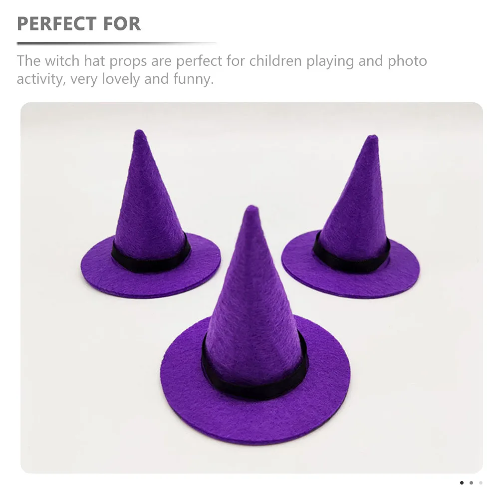 

8 Pcs Witch Hats Mini Felt Halloween Decorative Props for Kids Party Photography Pets Black 3.5cm Lightweight