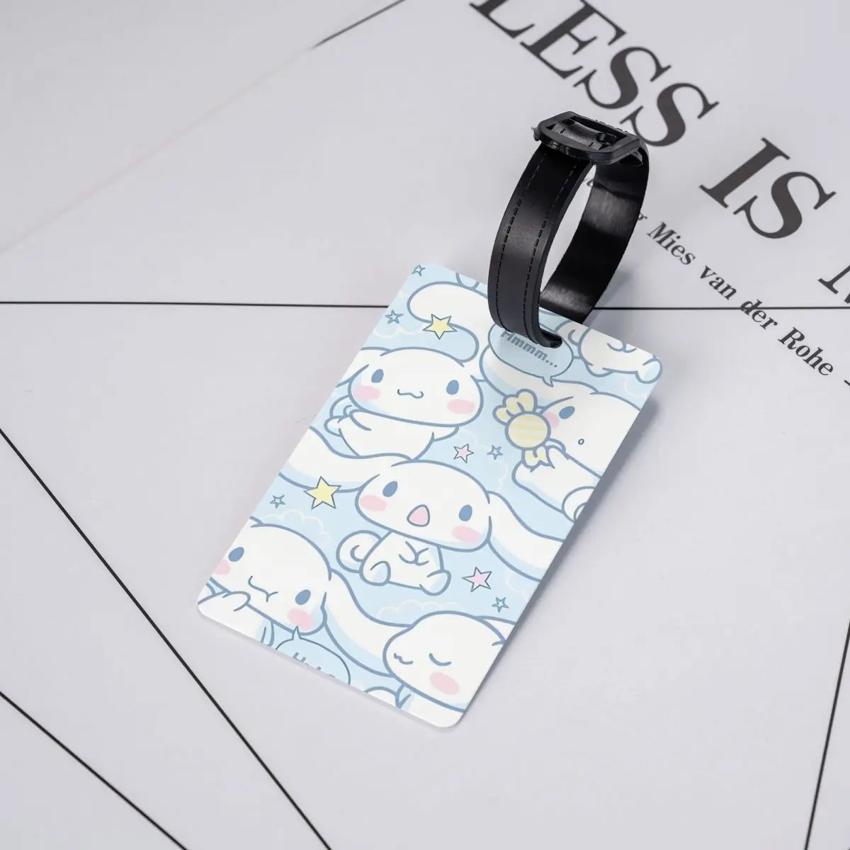 Sanurgente Cinnamoroll-Étiquette de bagage de dessin animé mignon, support de voyage, étiquettes d'embarquement de bagages, étui de sac, étiquettes d'adresse, étiquette de voyage, cadeau