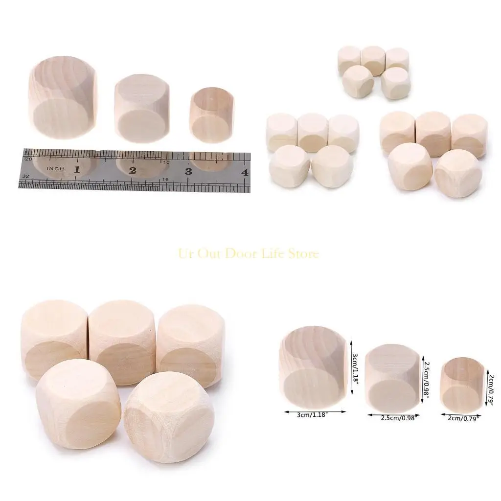 

77UF Unfinished Square Blocks 6 Sided Cubes Rounded Corners DIY Craft Projects
