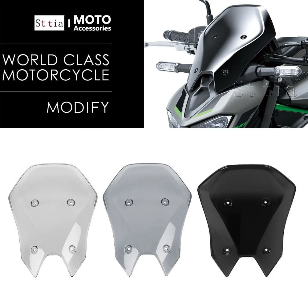 

Motorcycle Acrylic Windshield WindScreen Smoke Black Transparent Screen Accessories For Kawasaki Z900 SE Z 900 2025