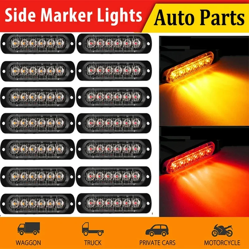 

2pcs Super Bright Amber LED Strobe Towing Truck Flashing Lamp Hazard Beacon Side Marker Light Bars Warning Light