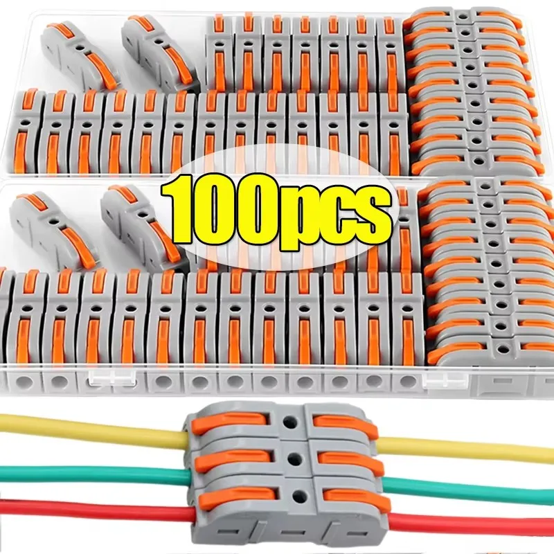 20/30/50/100 stuks universele kabelconnectoren van het hendeltype, 1-op-1 directe verbinding, montagetype, elektrische connectoren, draadterminals, snelle verbinding