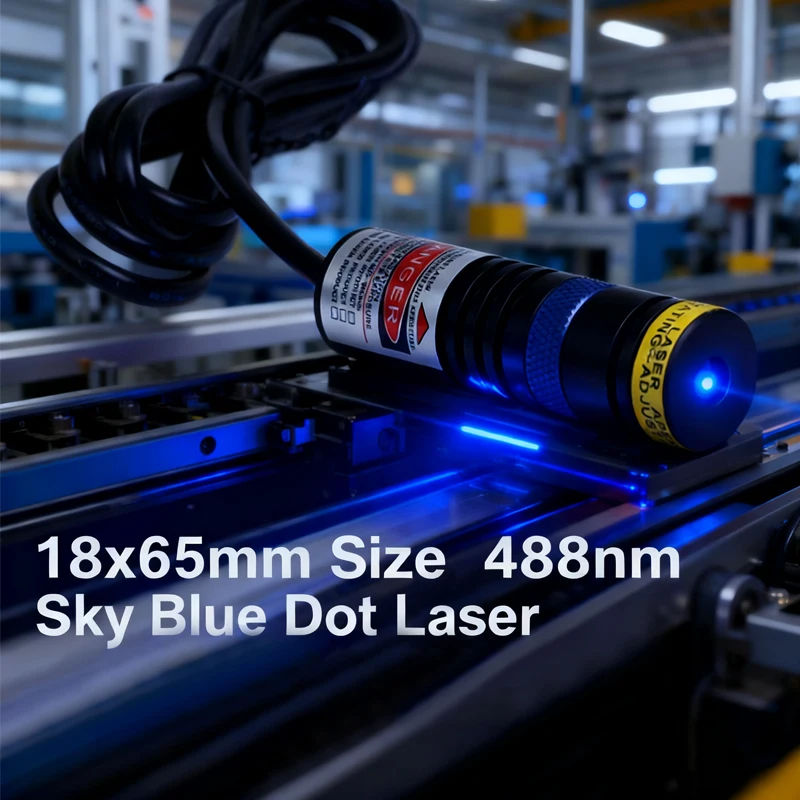 

Головка промышленного лазерного фокусируемого стекла D18X65 488 нм голубой синий точечный модуль для позиционирования лазерной резки со стандартным кронштейном