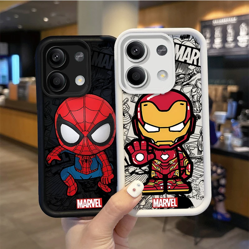 Marvel Super Hero Spider-Man Captain America Cartoon Phone Case For Redmi Note 13 12 ProPlus 13 12 11Pro 5G Non-Slip Phone Cover