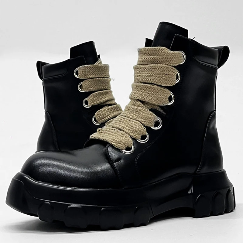 Bottes en cuir naturel pour hommes, style punk, chaussures de créateur noires, bottes de cowboy à plateforme, bottes de moto tendance et cool pour hommes